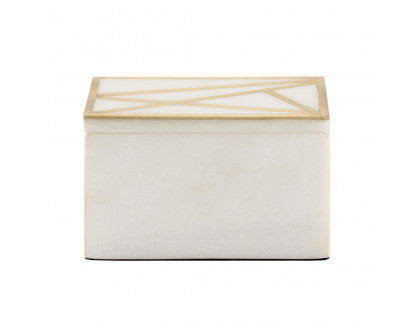 Wildwood Genesis Marble Box - Natural White/Antique Gold, Small