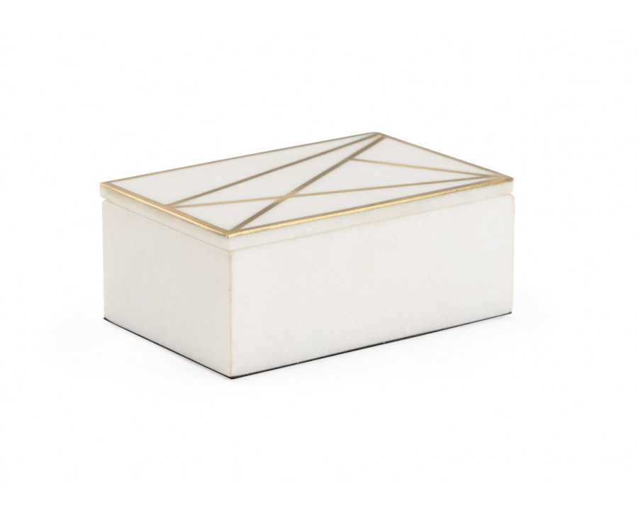 Wildwood Genesis Marble Box - Natural White/Antique Gold, Large