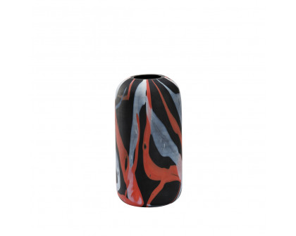 Wildwood Fico Vaso - Black/Red/White Swirl, Small