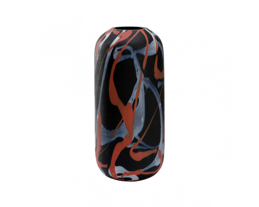 Wildwood Fico Vaso - Black/Red/White Swirl, Large