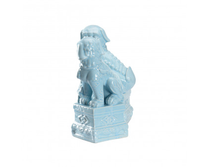 Wildwood - Hawaiian Breeze Foo Dogs (S2) in Light Blue Glaze, Ceramic/Porcelain