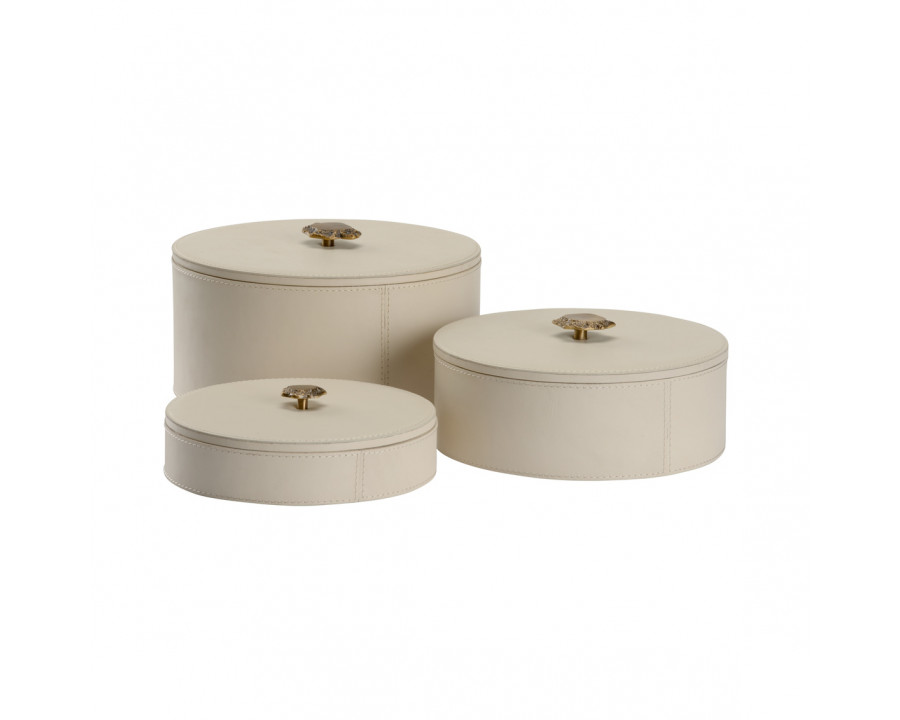 Wildwood - Arabella Boxes (S3) in Cream/Antique Brass, Leather