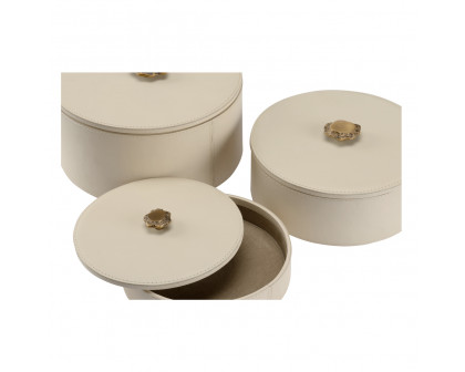 Wildwood - Arabella Boxes (S3) in Cream/Antique Brass, Leather