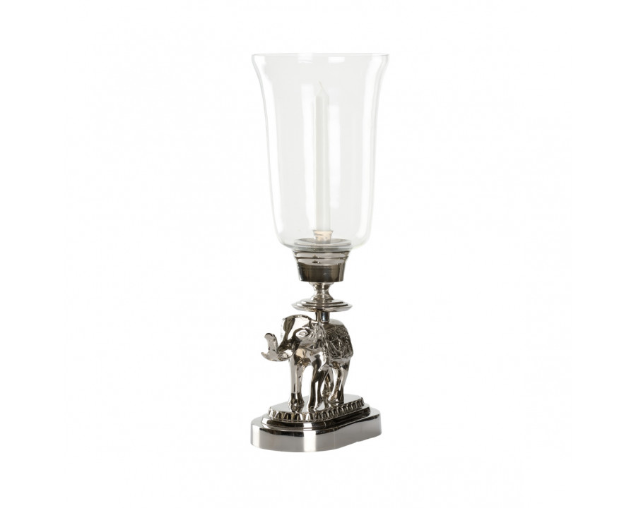 Wildwood - Elephant Festival Candleholder in Clear/Polished Nickel, Glass