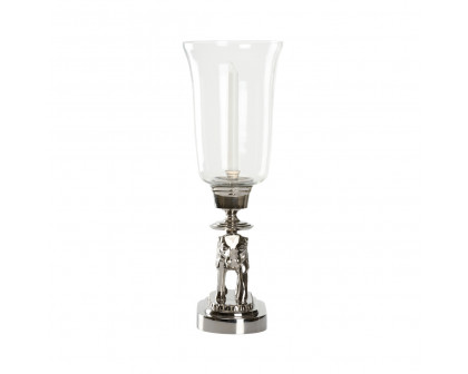 Wildwood - Elephant Festival Candleholder in Clear/Polished Nickel, Glass