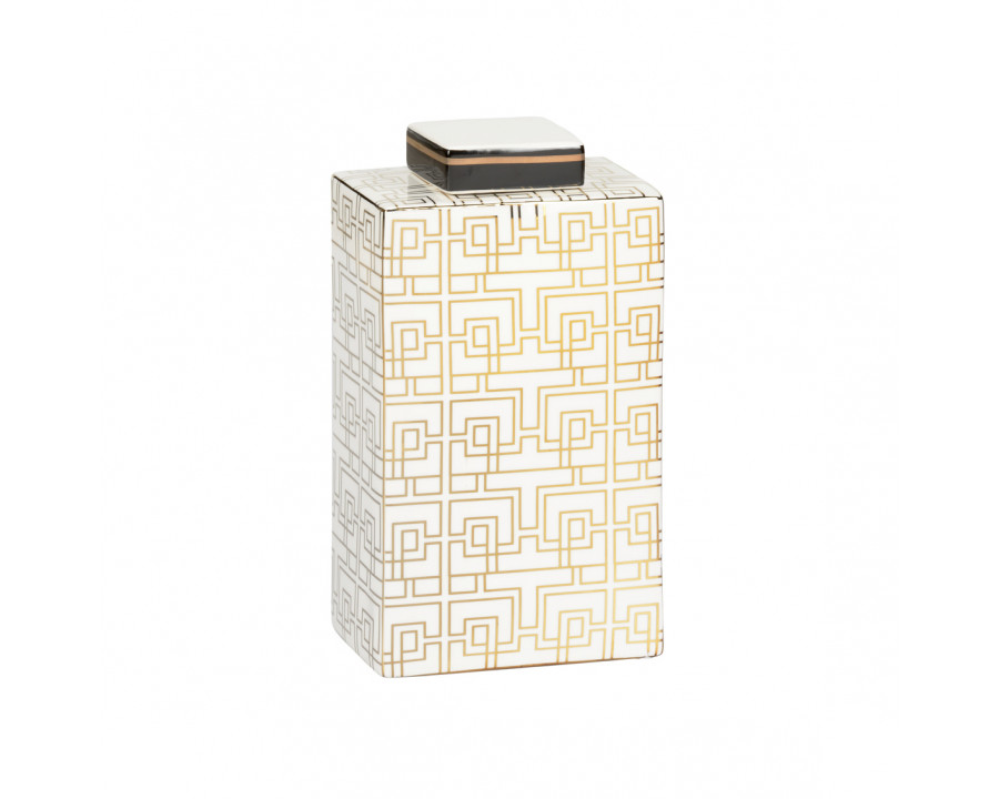 Wildwood - Celia Canister in White Glaze/Gold, Porcelain