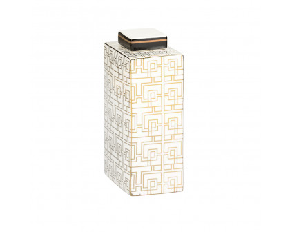 Wildwood - Celia Canister in White Glaze/Gold, Porcelain