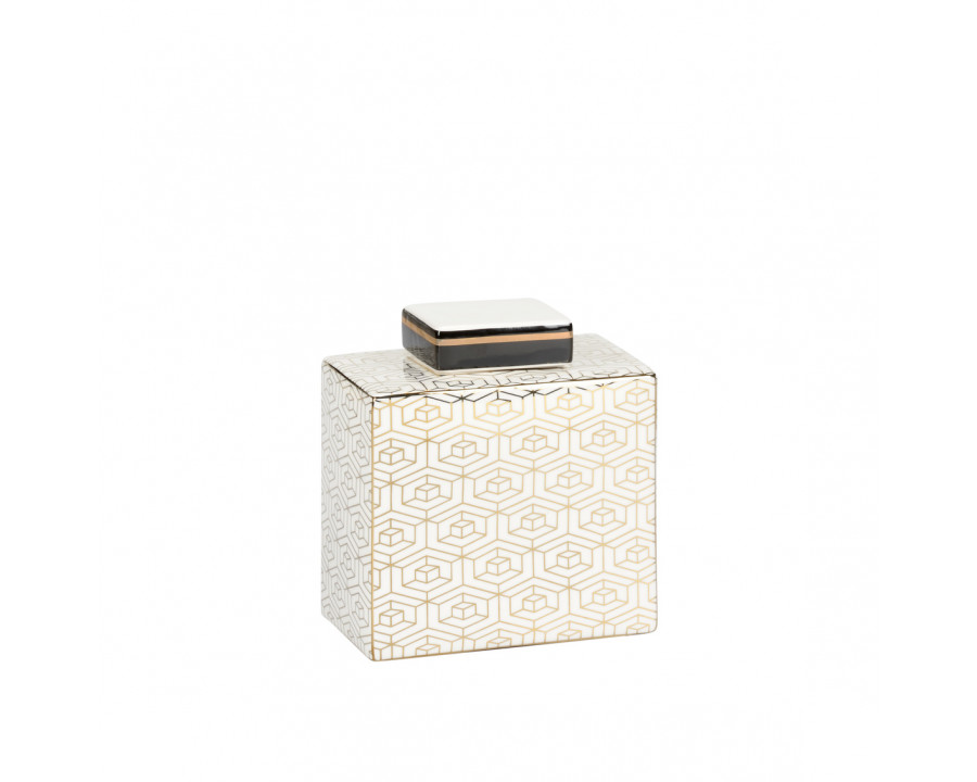 Wildwood - Clara Canister in White Glaze/Gold, Porcelain