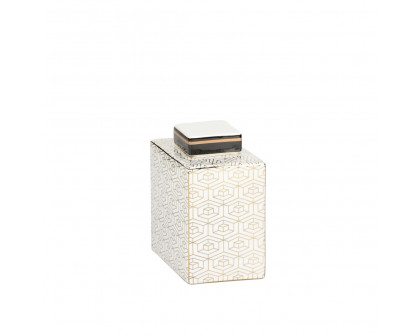 Wildwood - Clara Canister in White Glaze/Gold, Porcelain