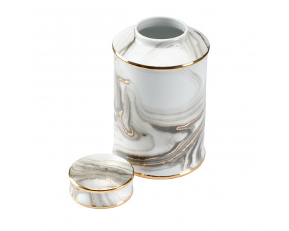 Wildwood Golden Smoke Canister - White Glaze/Smoke Decal/Gold, Small