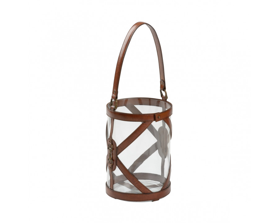 Wildwood - Cafe Cognac Hurricane in Cognac/Bronze/Clear, Leather/Metal/Glass