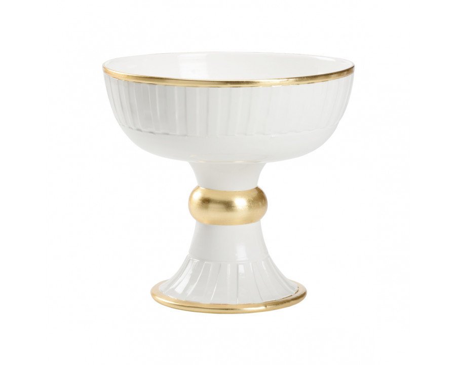 Wildwood - Blanco Bacino in White Glaze/Gold Leaf, Ceramic/Porcelain