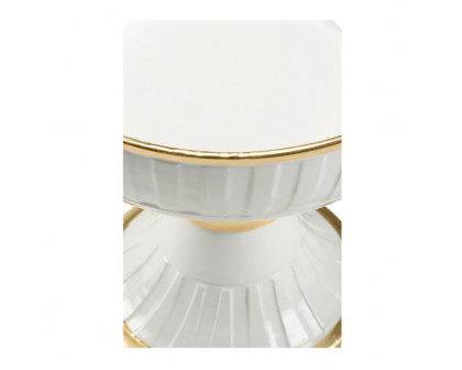 Wildwood - Blanco Bacino in White Glaze/Gold Leaf, Ceramic/Porcelain