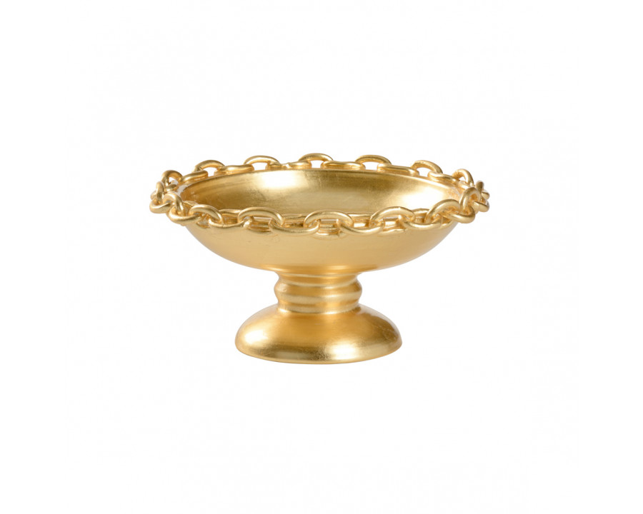 Wildwood - Shackleford Compote in Gold Leaf, Ceramic/Porcelain