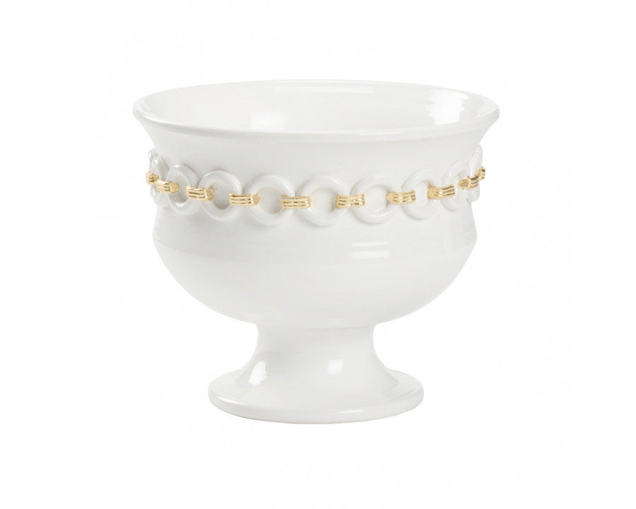 Wildwood - Shackleford Planter in White Glaze/Gold Leaf, Large