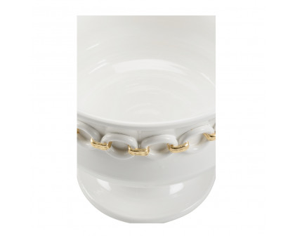 Wildwood - Shackleford Planter in White Glaze/Gold Leaf, Large