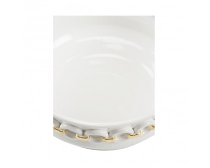 Wildwood - Shackleford Vessel in White Glaze/Gold Leaf, Ceramic/Porcelain