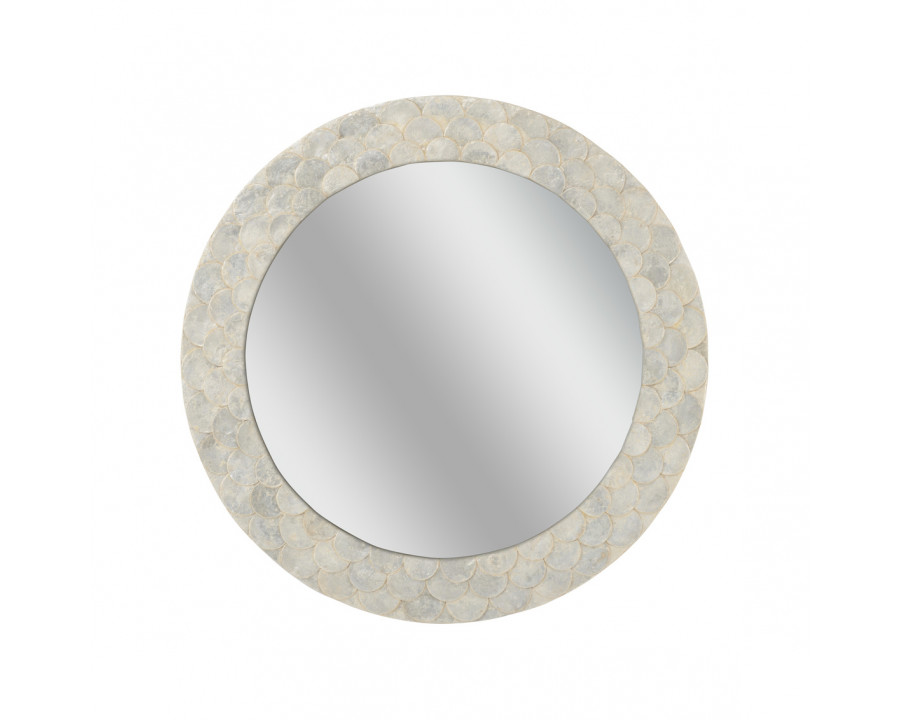 Wildwood - Samal Mirror in Natural White/Clear/Plain, Wood/Capiz Shell/Mirror