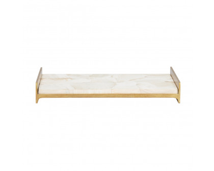 Wildwood - Neva Tray in Antique Gold/Natural White, Small