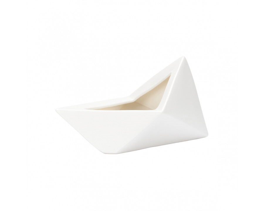 Wildwood Origami Shiro Vase - White Glaze, Ceramic/Porcelain