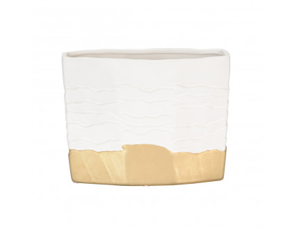 Wildwood - Orla Vase in Matte White/Metallic Gold, Ceramic/Porcelain