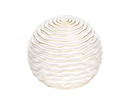 Wildwood - Elio Orb in Matte White/Metallic Gold, Ceramic/Porcelain