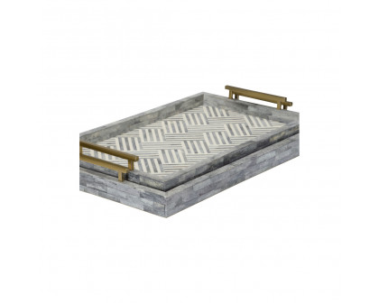 Wildwood - Harrelson Trays in Natural Blue/Cream/Antique Brass