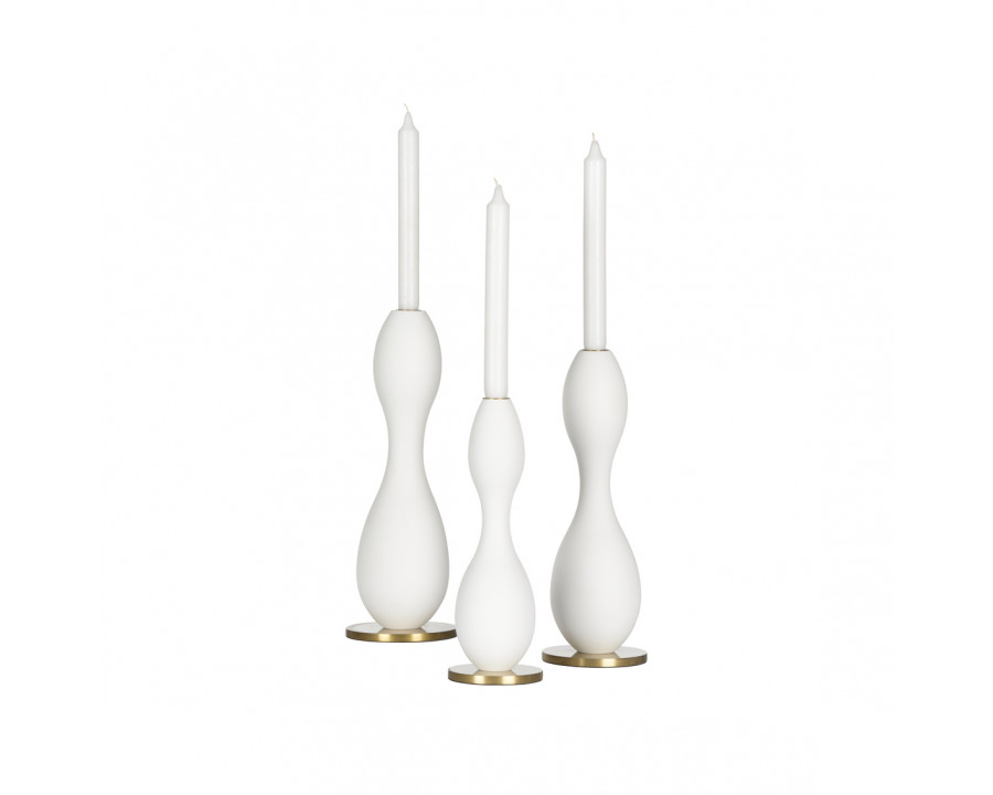 Wildwood - Brunswick Candleholders (S3) in White