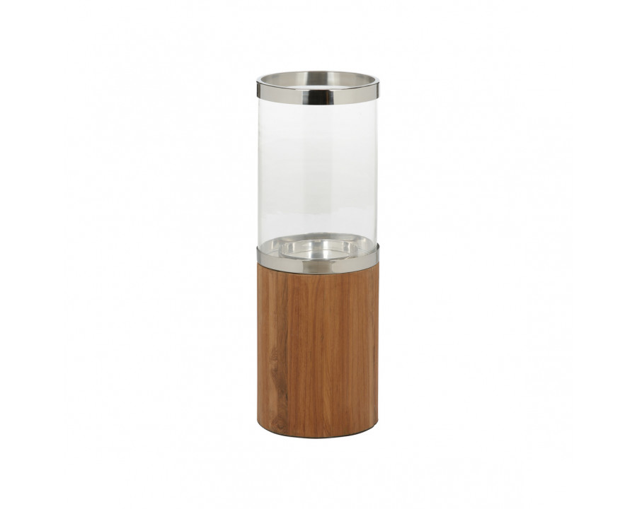 Wildwood Muskoka Small Candle Holder - Natural/Polished Nickel/Clear