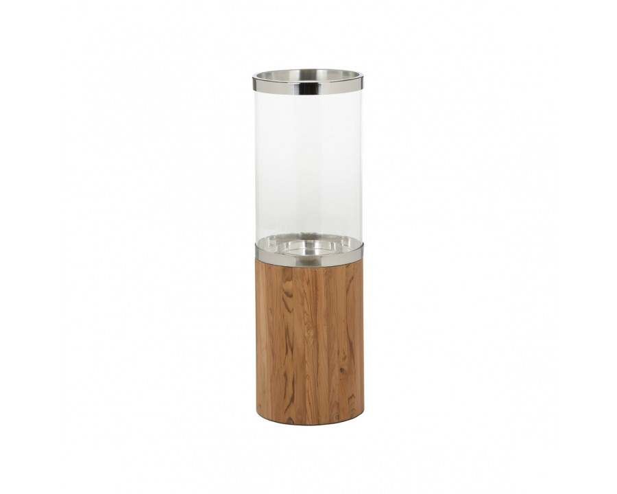 Wildwood Muskoka Medium Candle Holder - Natural/Polished Nickel/Clear