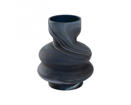 Wildwood Manali Small Vase - Blue Swirl, Glass