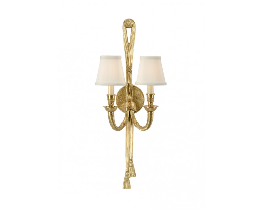 Wildwood - Tassel Twist Double Sconce in Antique Patina, Brass