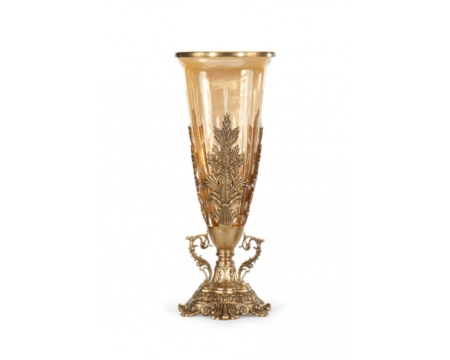 Wildwood - Flower Vase With Stand in Amber, Crystal