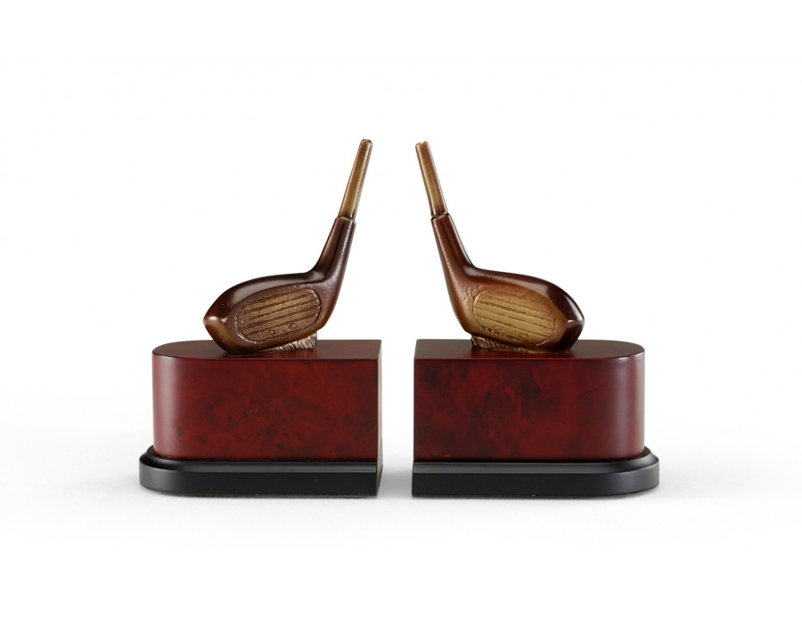 Wildwood - Driver Bookends (Pr) in Antique Patina, Brass