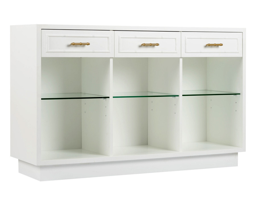 Wildwood - Bamboo Console in Any Benjamin Moore Color, Wood/Tempered Glass