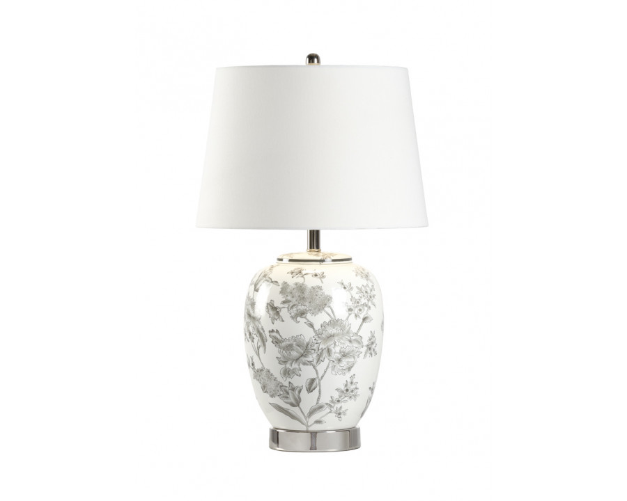 Wildwood - Mabel Lamp in White/Gray Glaze, Ceramic/Porcelain