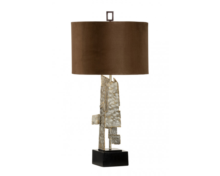 Wildwood - Kahn Lamp in Spotted White Wash Steel, Iron