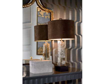 Wildwood - Kahn Lamp in Spotted White Wash Steel, Iron