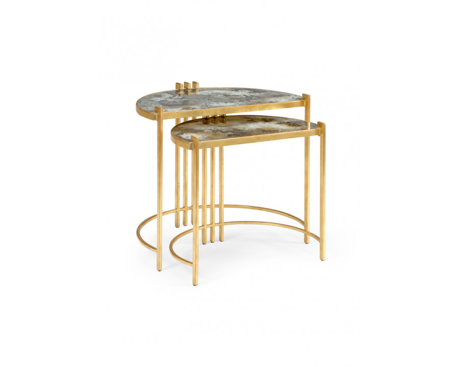 Wildwood Rockefeller Nested Tables (S2) - Acid Wash/Antique Gold Leaf, Mirror