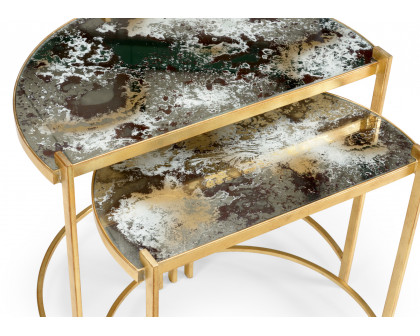 Wildwood Rockefeller Nested Tables (S2) - Acid Wash/Antique Gold Leaf, Mirror