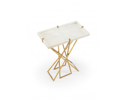 Wildwood - Xavier Table in Natural White/Gold, Stone