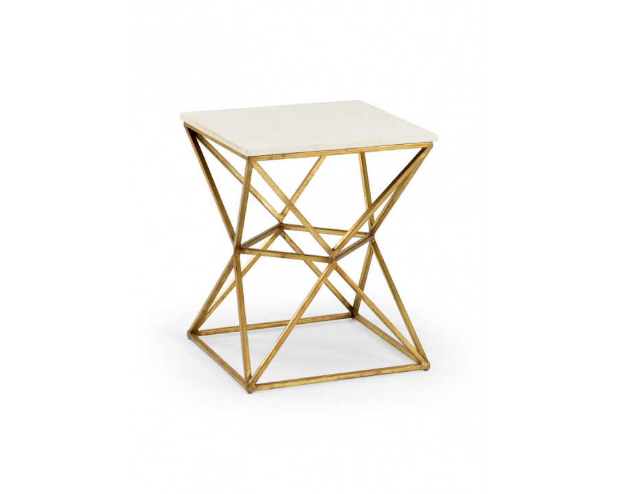 Wildwood - Geodesic Table in Gold Leaf/Natural, Iron/Stone