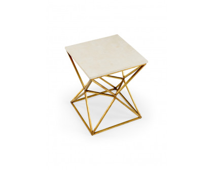 Wildwood - Geodesic Table in Gold Leaf/Natural, Iron/Stone