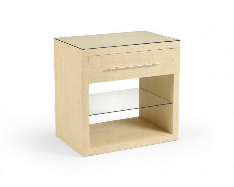 Wildwood - Hazel Bedside Table in Natural/Clear/Brushed Nickel, Abaca