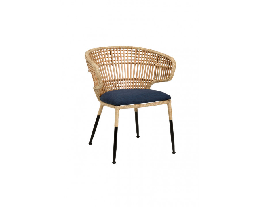 Wildwood - Calder Chair in Natural/Blue Linen, Rattan