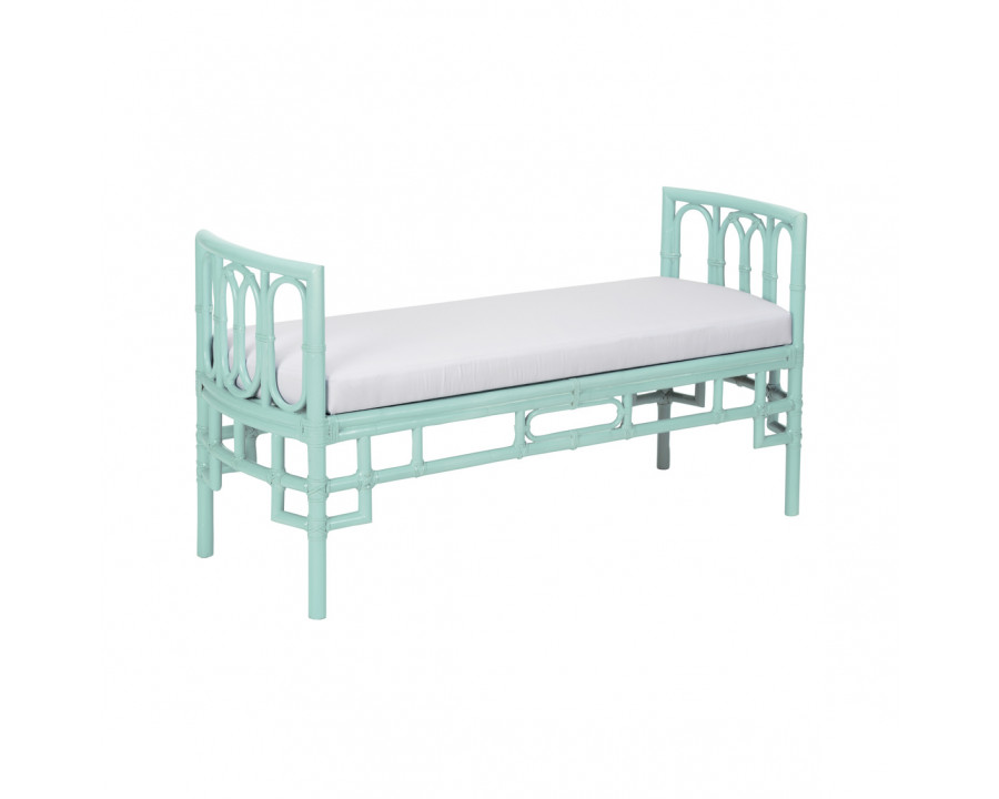 Wildwood - Camilla Bench in Blue/White Woven, Rattan