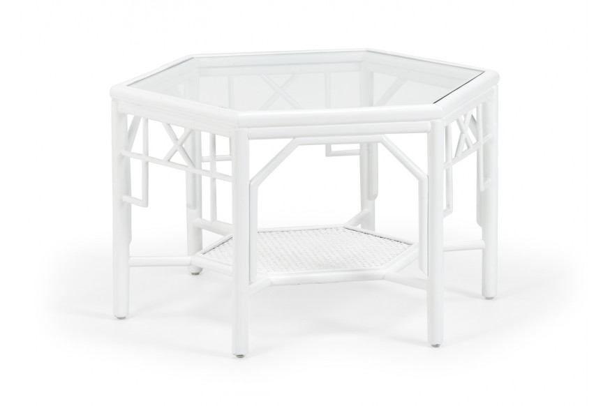 Wildwood™ Wild Palm Cocktail Table - White/Clear, Rattan