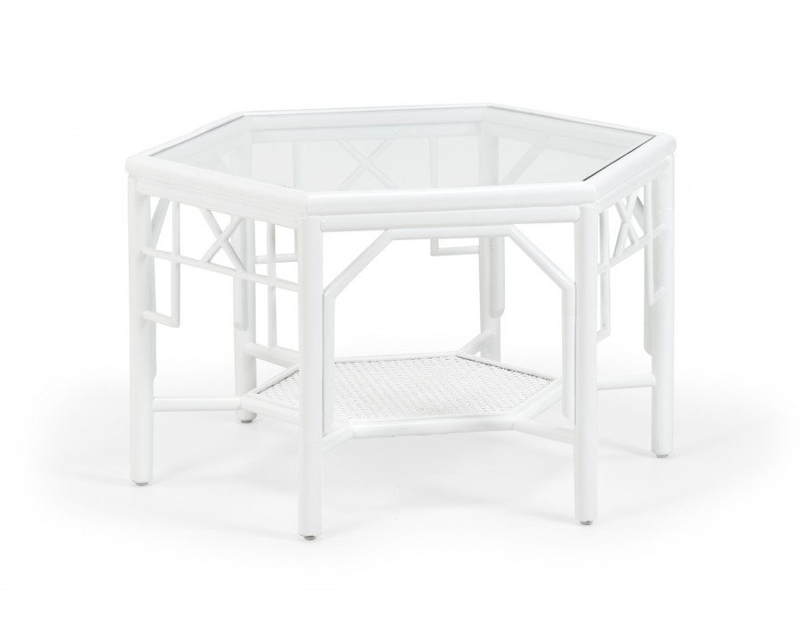 Wildwood - Wild Palm Cocktail Table in White/Clear, Rattan