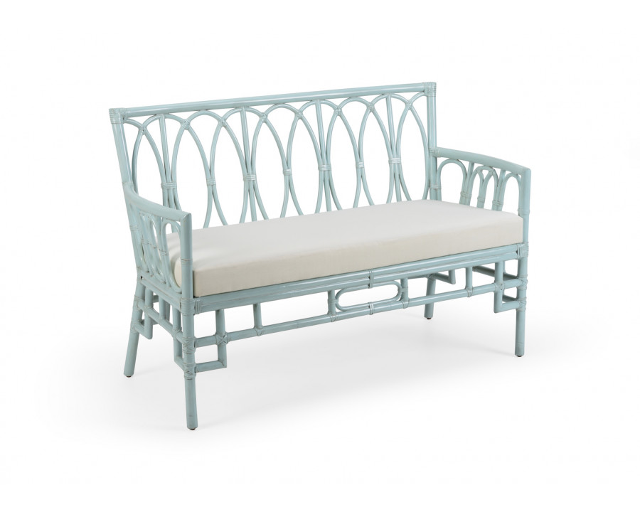 Wildwood - Camilla Settee in Mint/Off White, Rattan