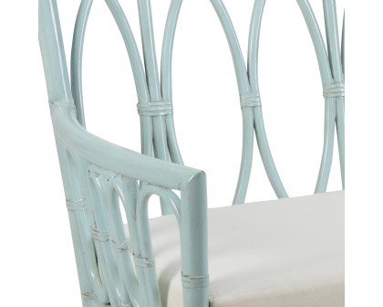 Wildwood - Camilla Settee in Mint/Off White, Rattan